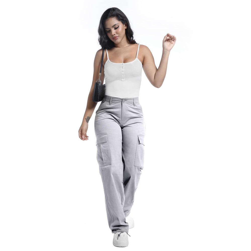Soulsfeng women's cargo pants on model during outdoor stroll for versatile everyday wear