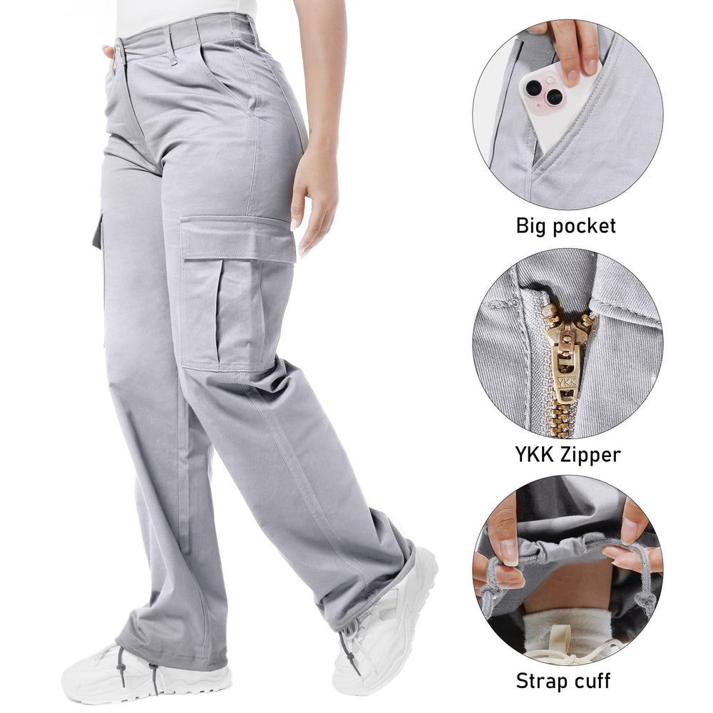 Soulsfeng gray baggy cargo pants pocket detail highlighting six functional pockets