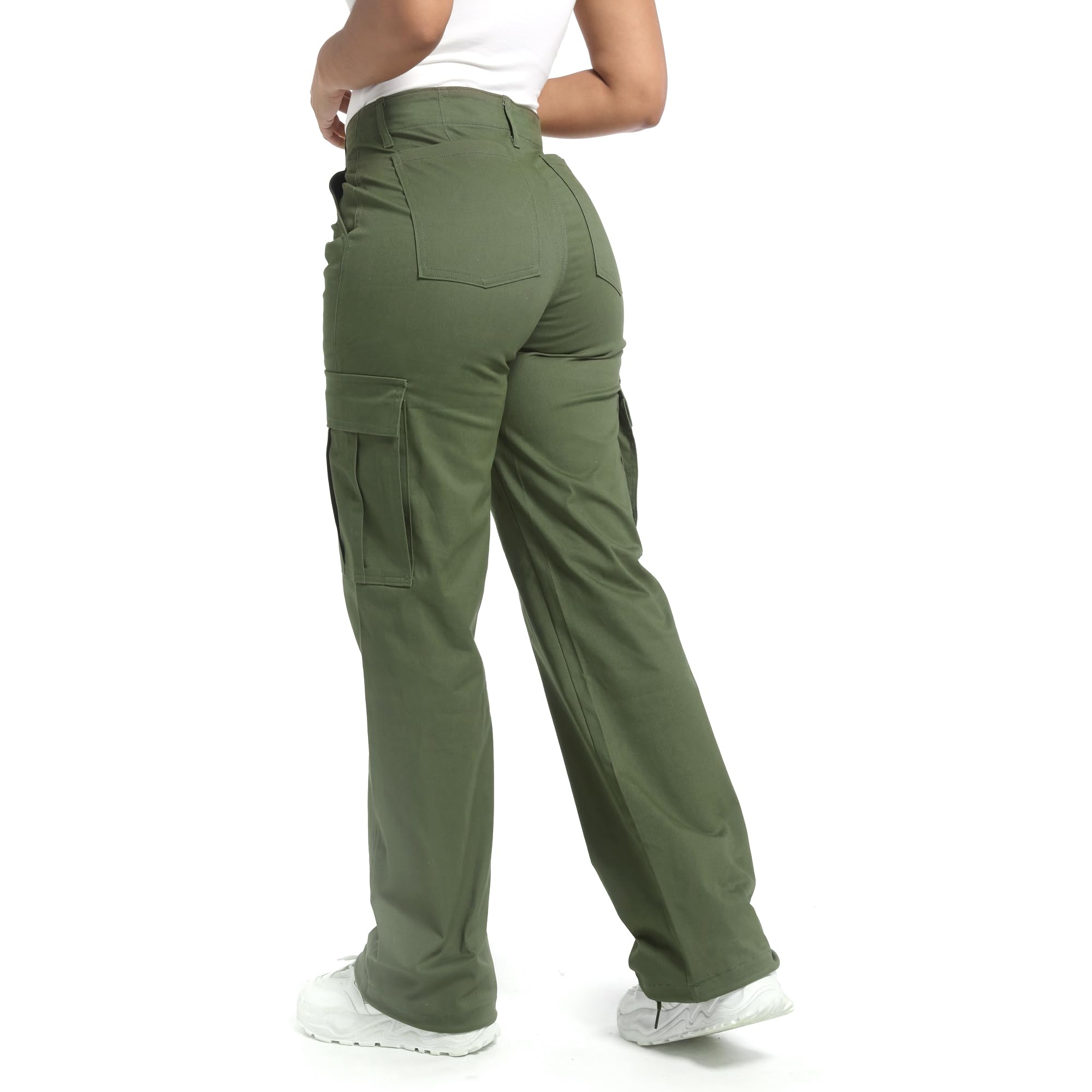 Soulsfeng Women's Green Baggy Cargo Pants pocket detail highlights six secure pockets for essentials.