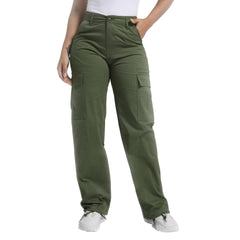 Soulsfeng women's green cargo pants relaxed fit; comfortable for hiking and daily wear.