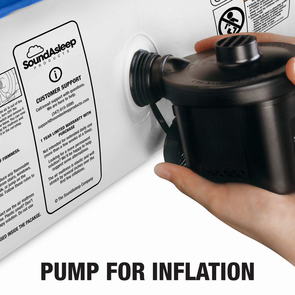 SoundAsleep Camping Series portable charger included for on-site pumping power.