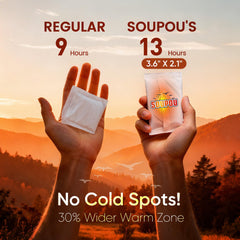 Soupou hand warmers air-activation highlighting quick 15–30 minute activation