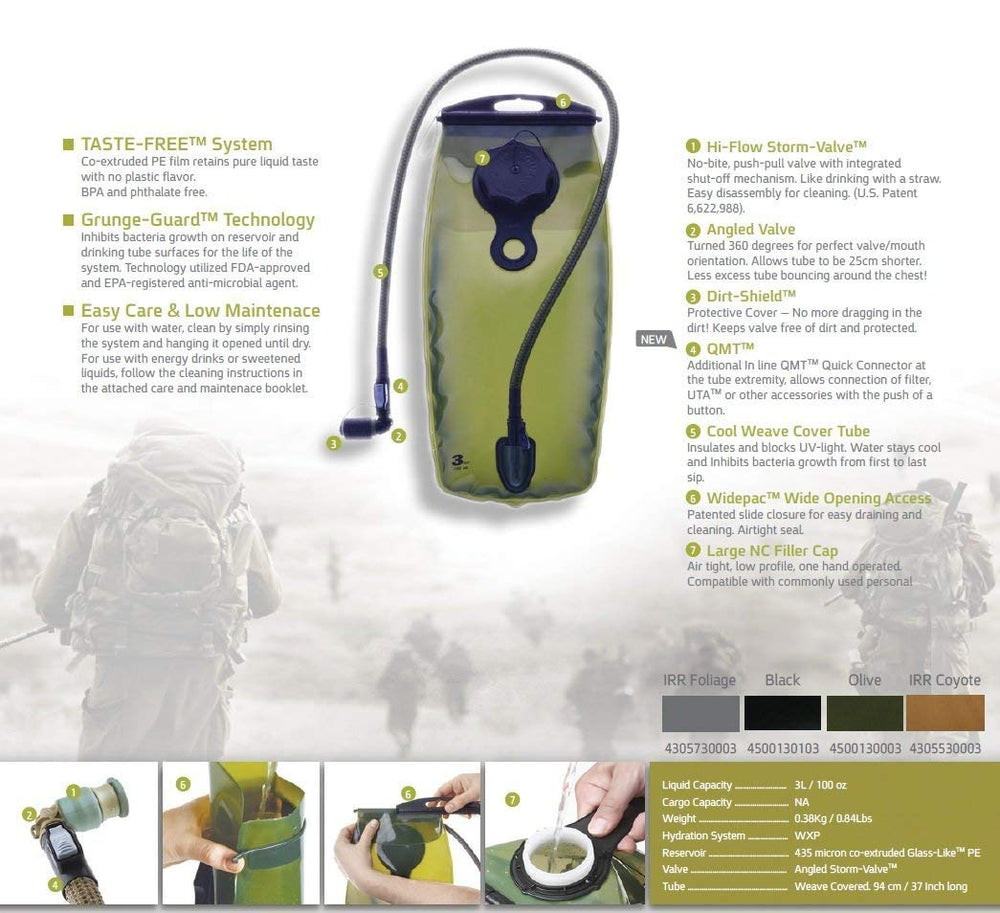 Source Hydration Bladder WXP dual disconnect valve for flexible setup.