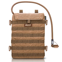 Source Razor low-profile hydration pack attached to MOLLE vest for discreet hydration