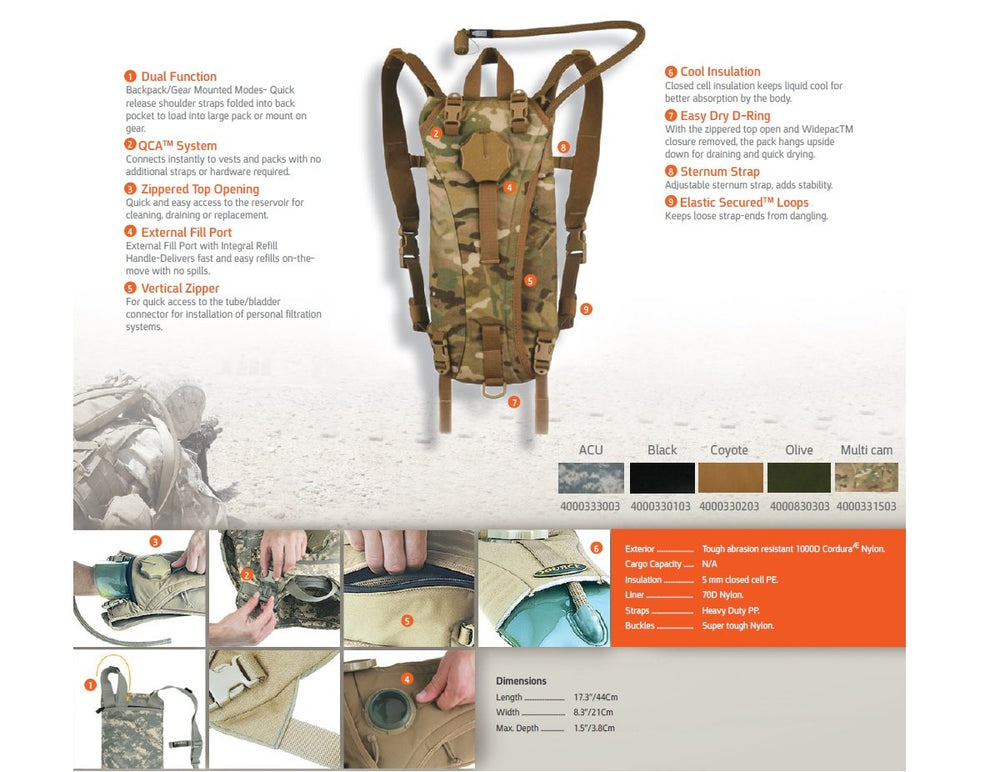 Source Tactical Pack external fill port enables fast refills on the move.