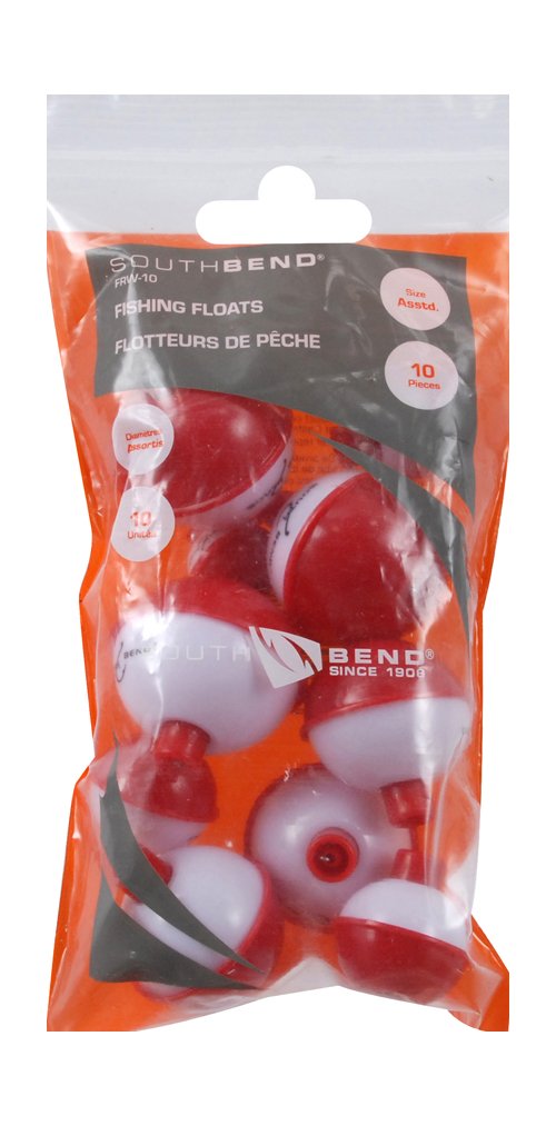South Bend 10-pack push-button floats in red and white for clear pool visibility