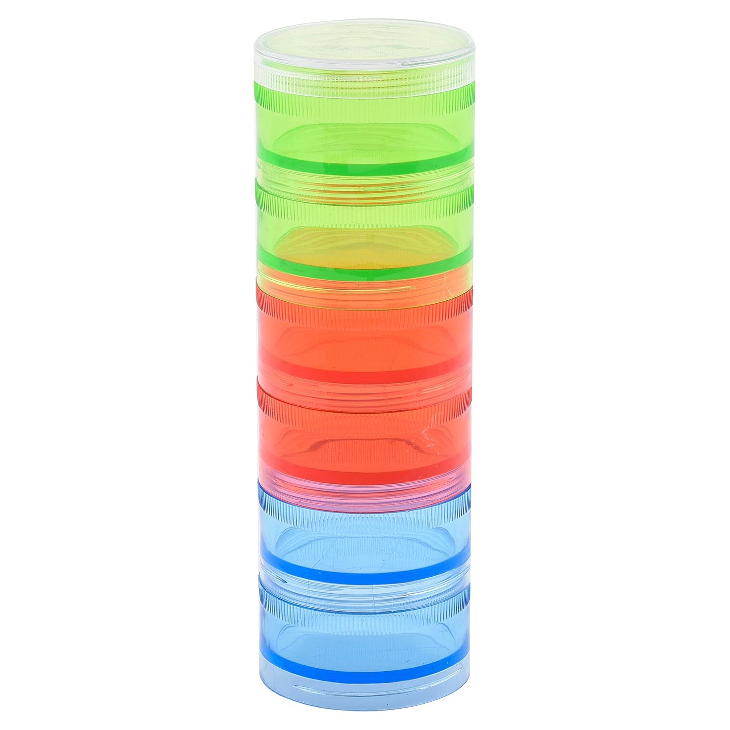 South Bend multi-color screw stack jar keeps tackle organized with color coding for quick access.