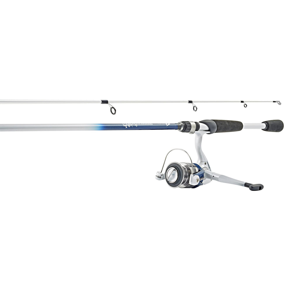 SOUTH BEND Trophy Stalker 6ft spinning combo closed, durable aluminum spool and two-piece design.