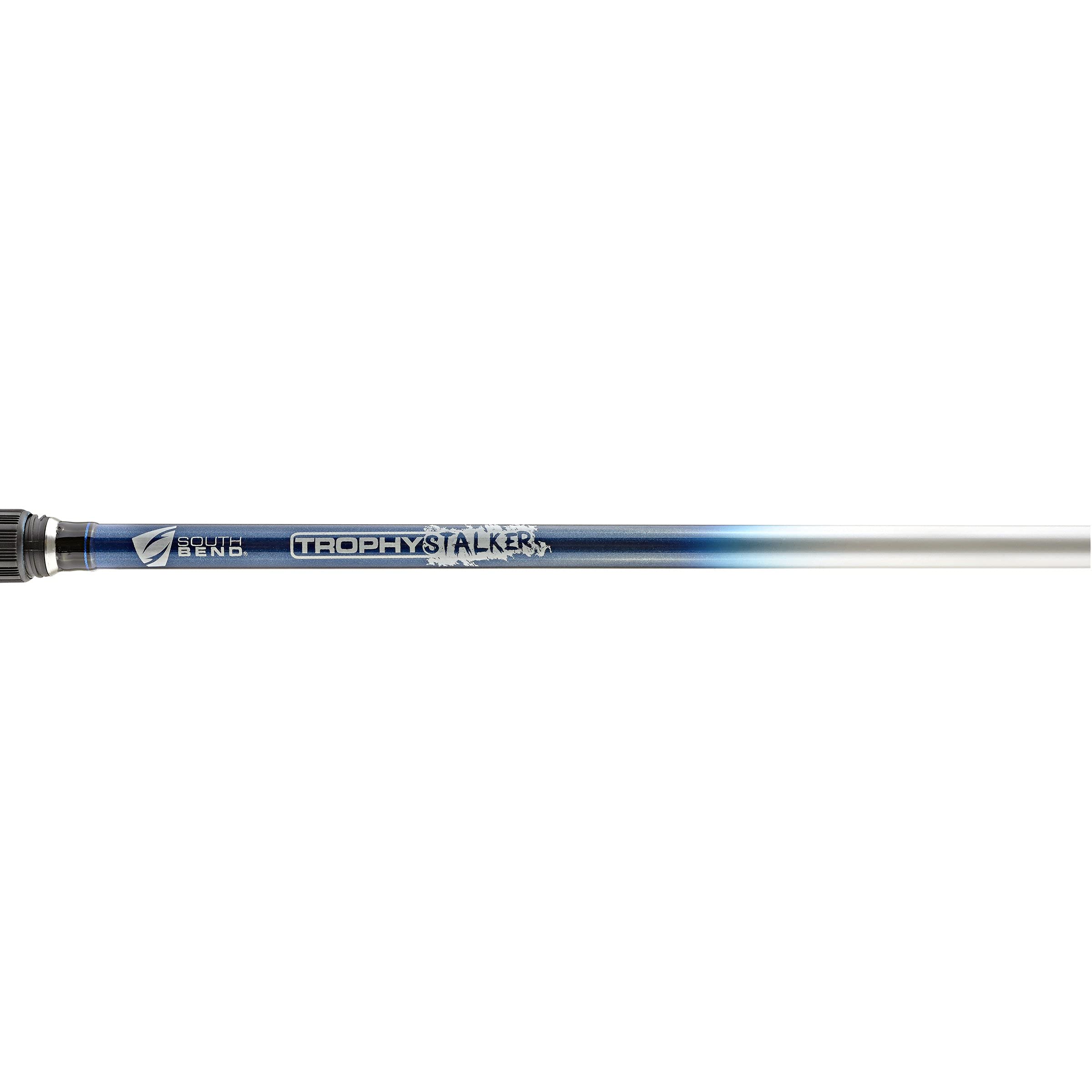 SOUTH BEND Trophy Stalker 6ft spinning combo in use, smooth retrieval from two-ball bearing drive.