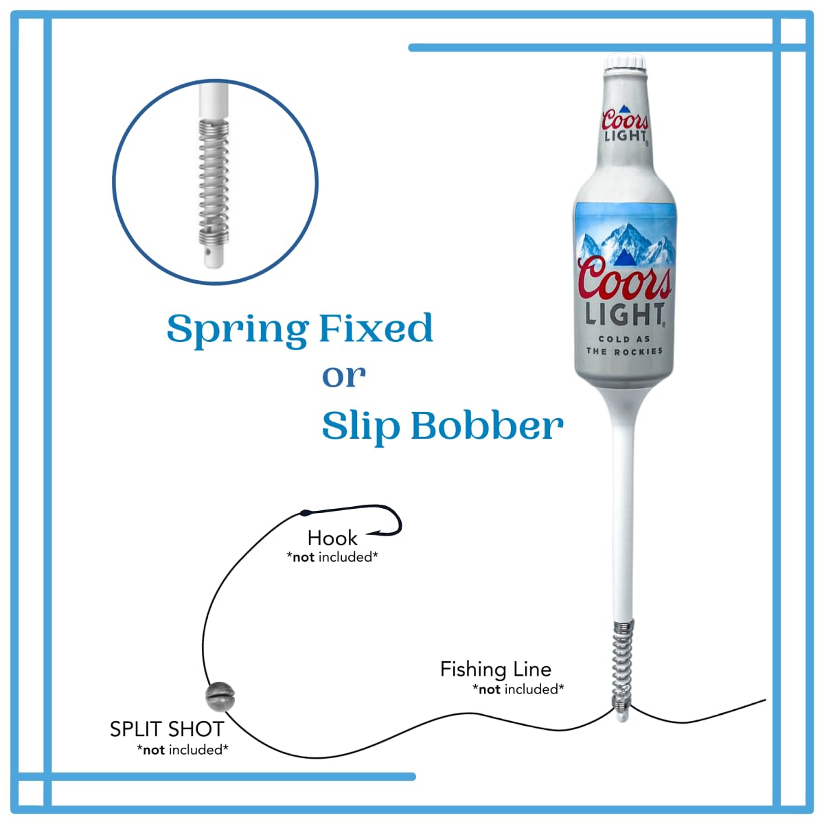 American-made tackle components with Coors Light bottle bobbers in use