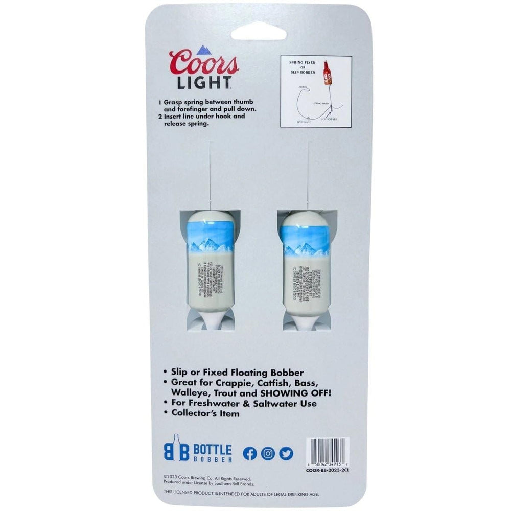 Bass and trout fishing scene featuring Coors Light bottle bobbers