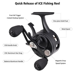 Souuxiu aluminum body provides durable, lightweight performance during front, rock, and ice fishing.