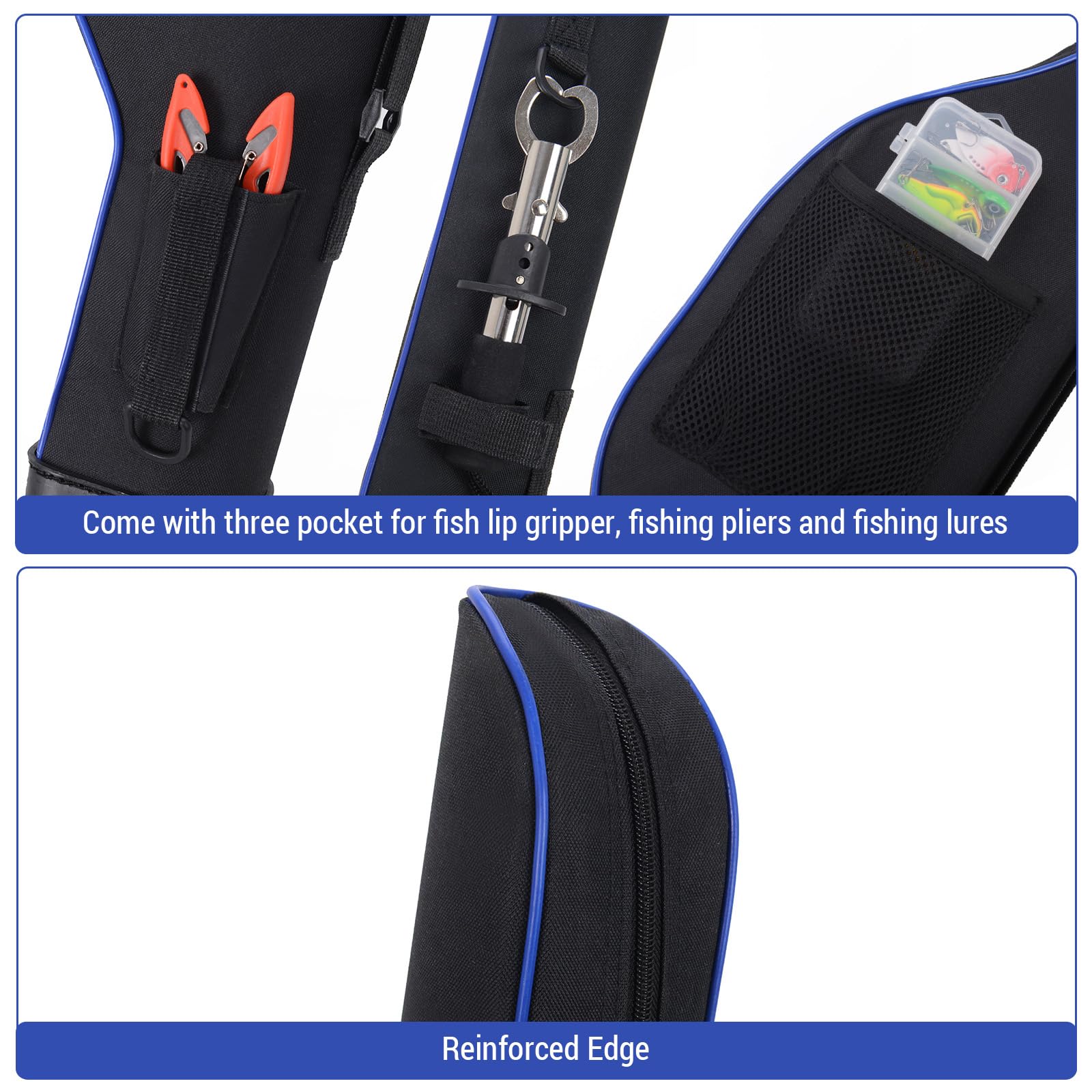 SOUUXIU fishing bag features dual metal zippers for fast access.