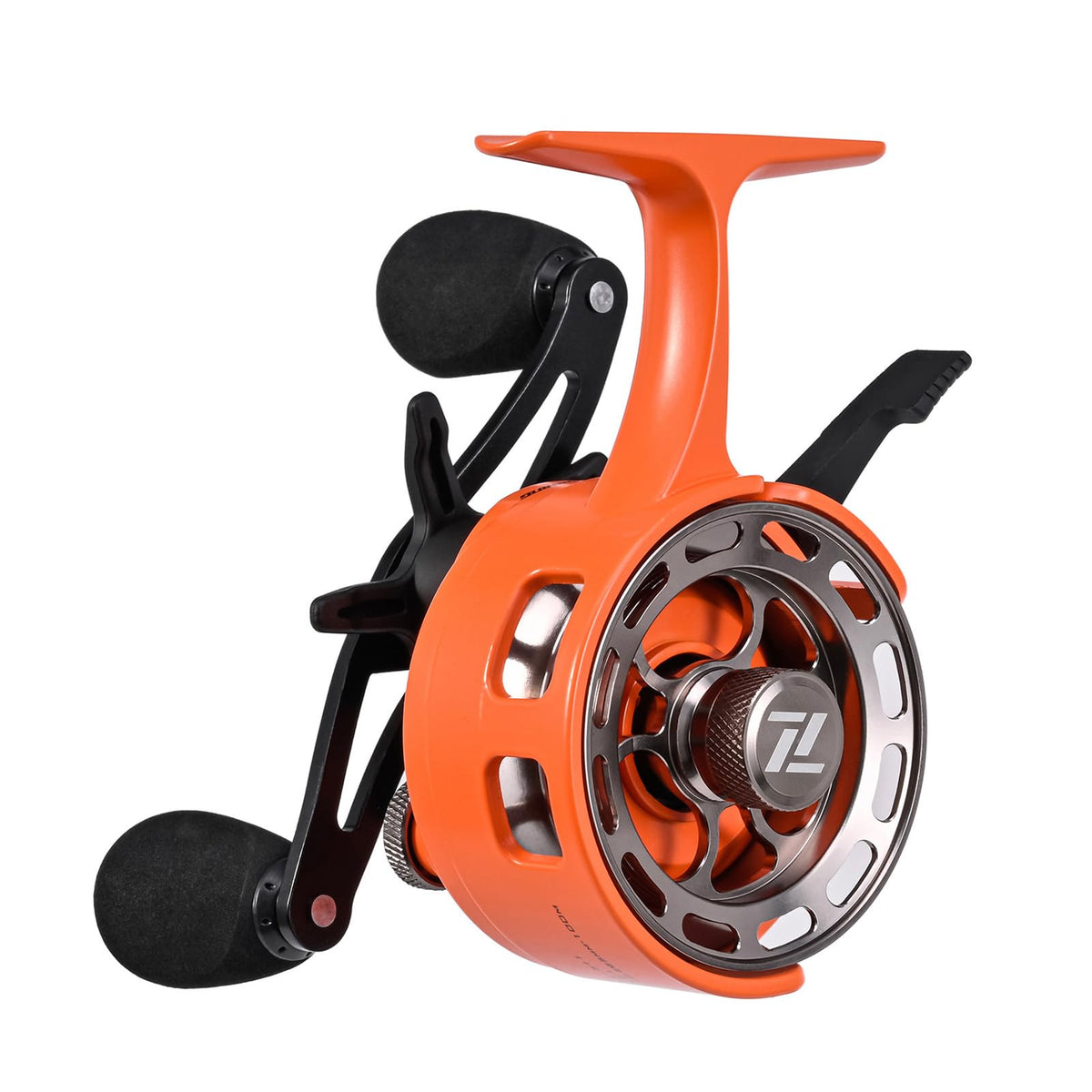 SOUUXIU ice fishing reel with large spool boosts line capacity for deeper water.
