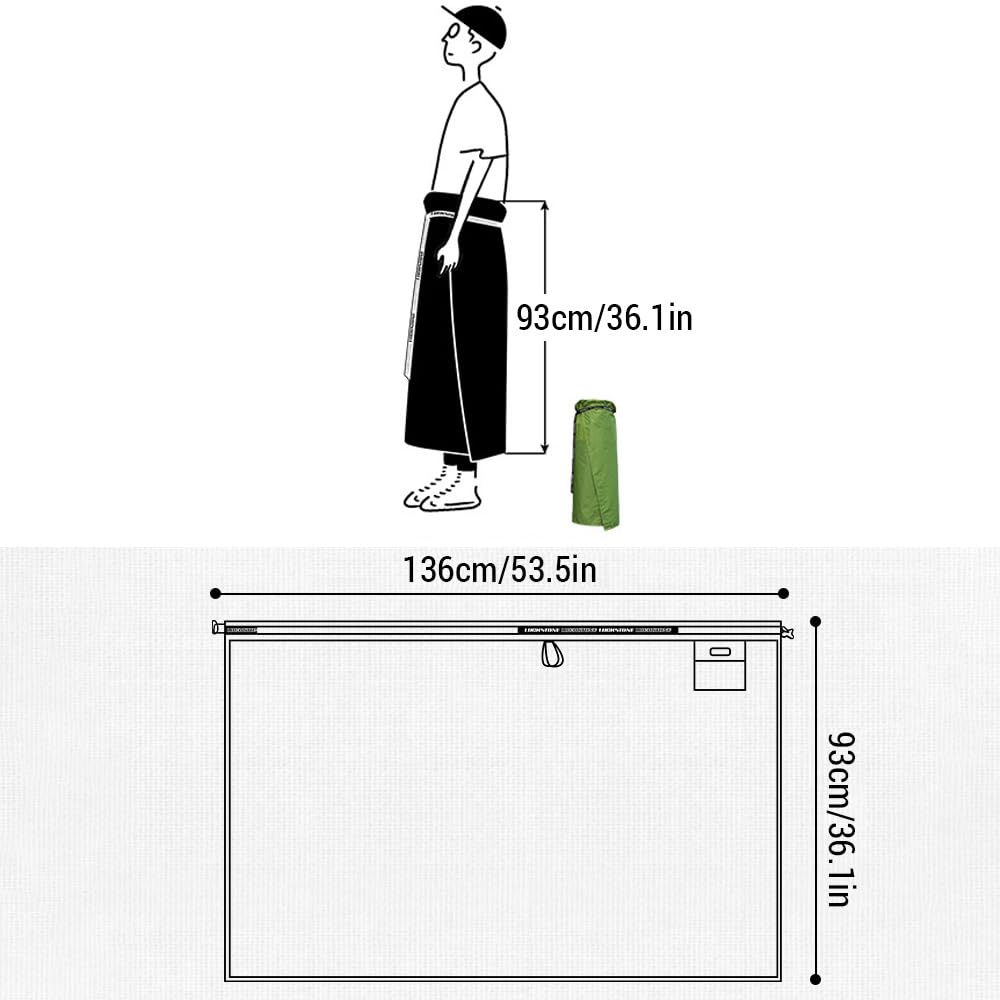 SOUUXIU Rain Skirt on rugged hiking trail with gear.