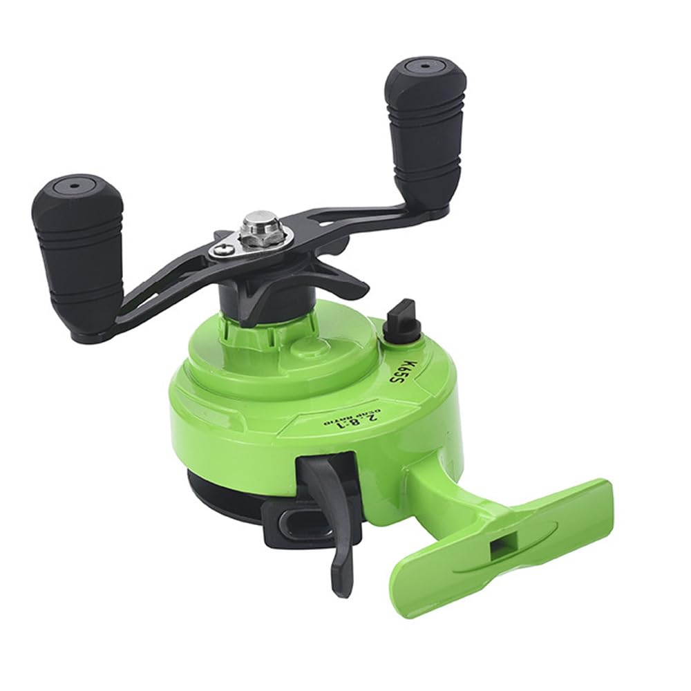 SOUUXIU wire cup ice fishing reel side view compatible with left or right hand use