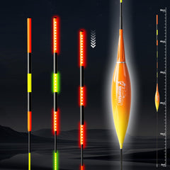 Floating slip bobber in water indicating bite with red LED