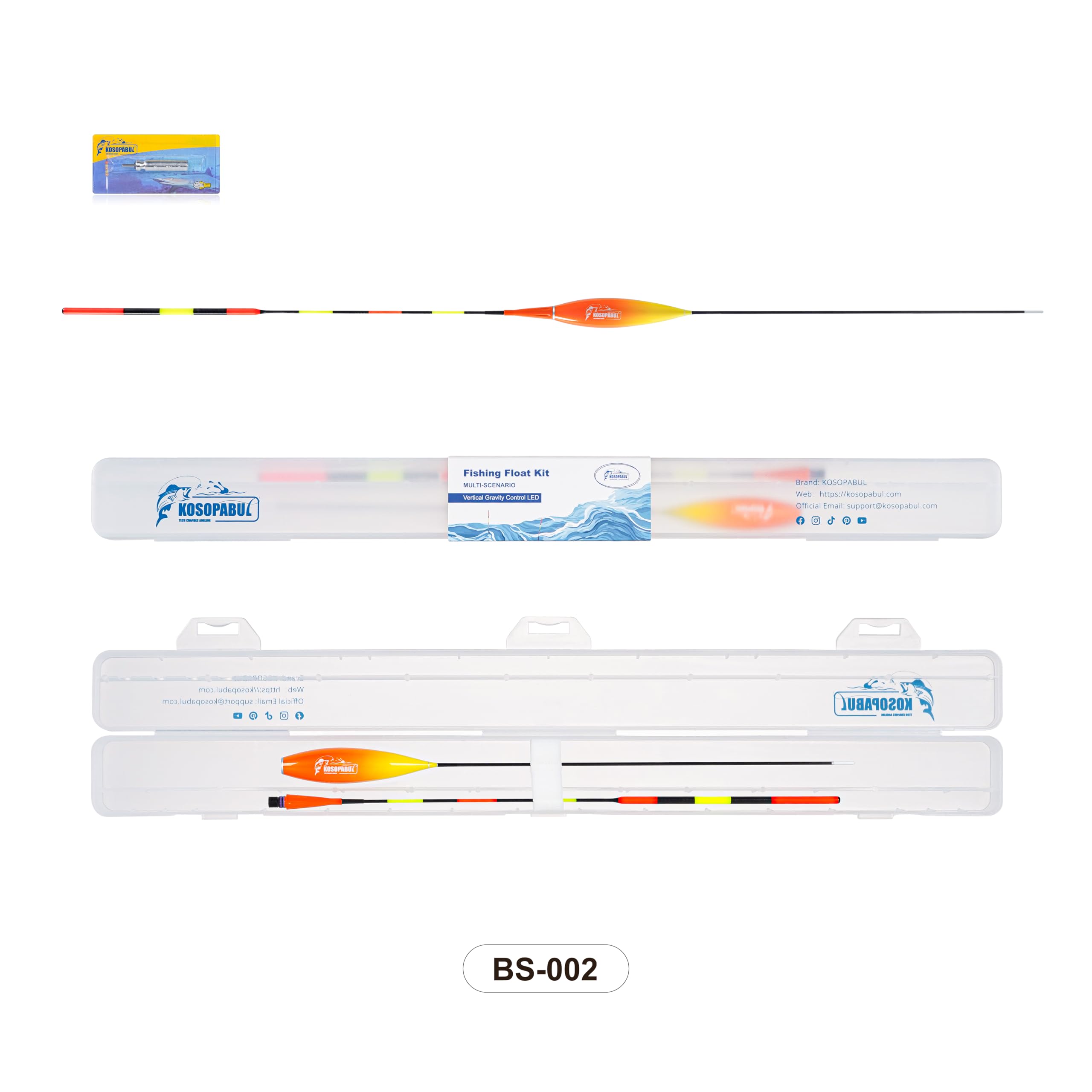 Eight-pack of Sovietiep LED fishing bobbers ready for use