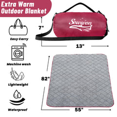 Sowwon blanket folded in its storage bag, ready for quick packing on trips.
