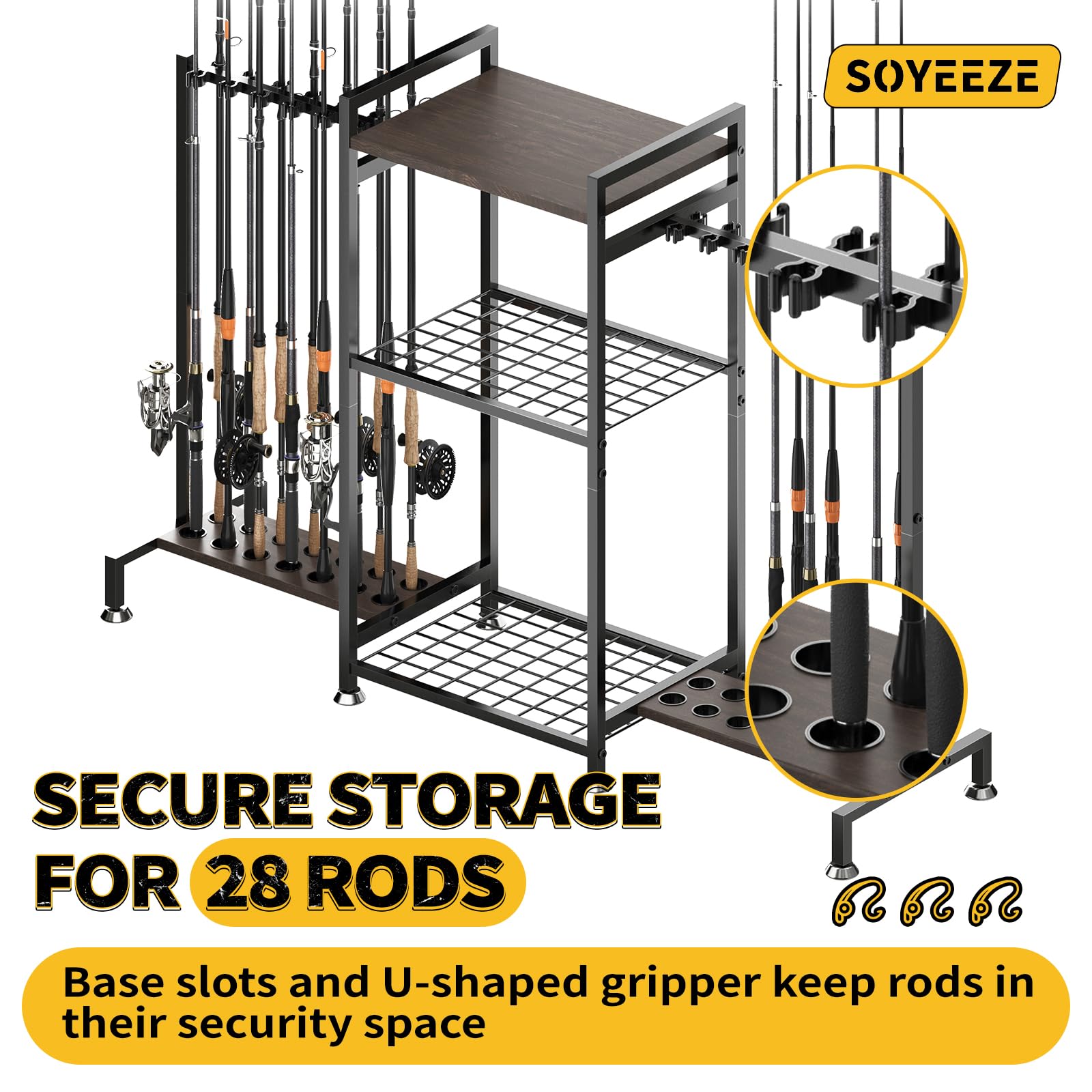 3-Tier gear system with upper tool tier, middle gear tier, and lower gear tier