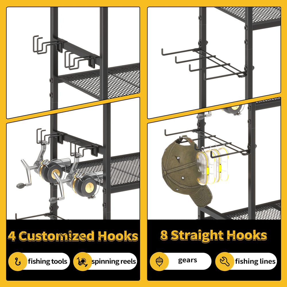 Bottom hooks for storing line, leaders, and tools
