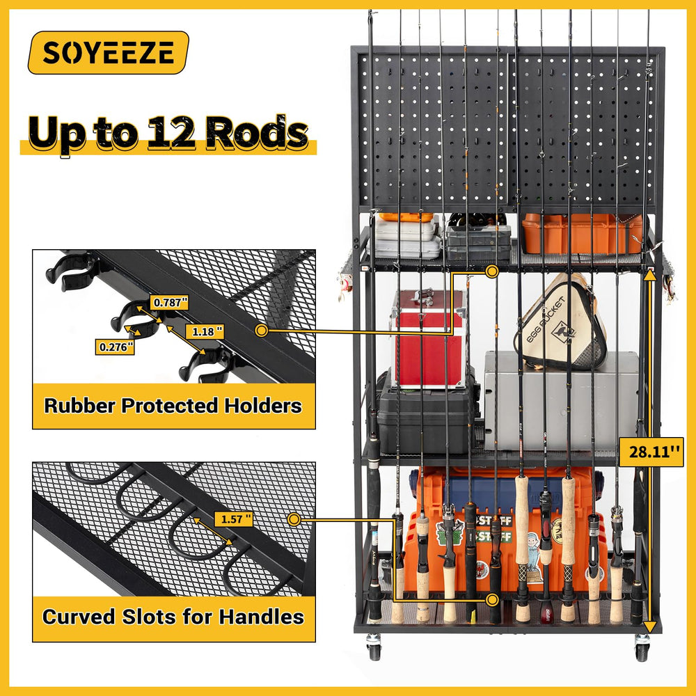 SOYEEZE detachable side bait holders expand display-ready storage for lures and rigs.