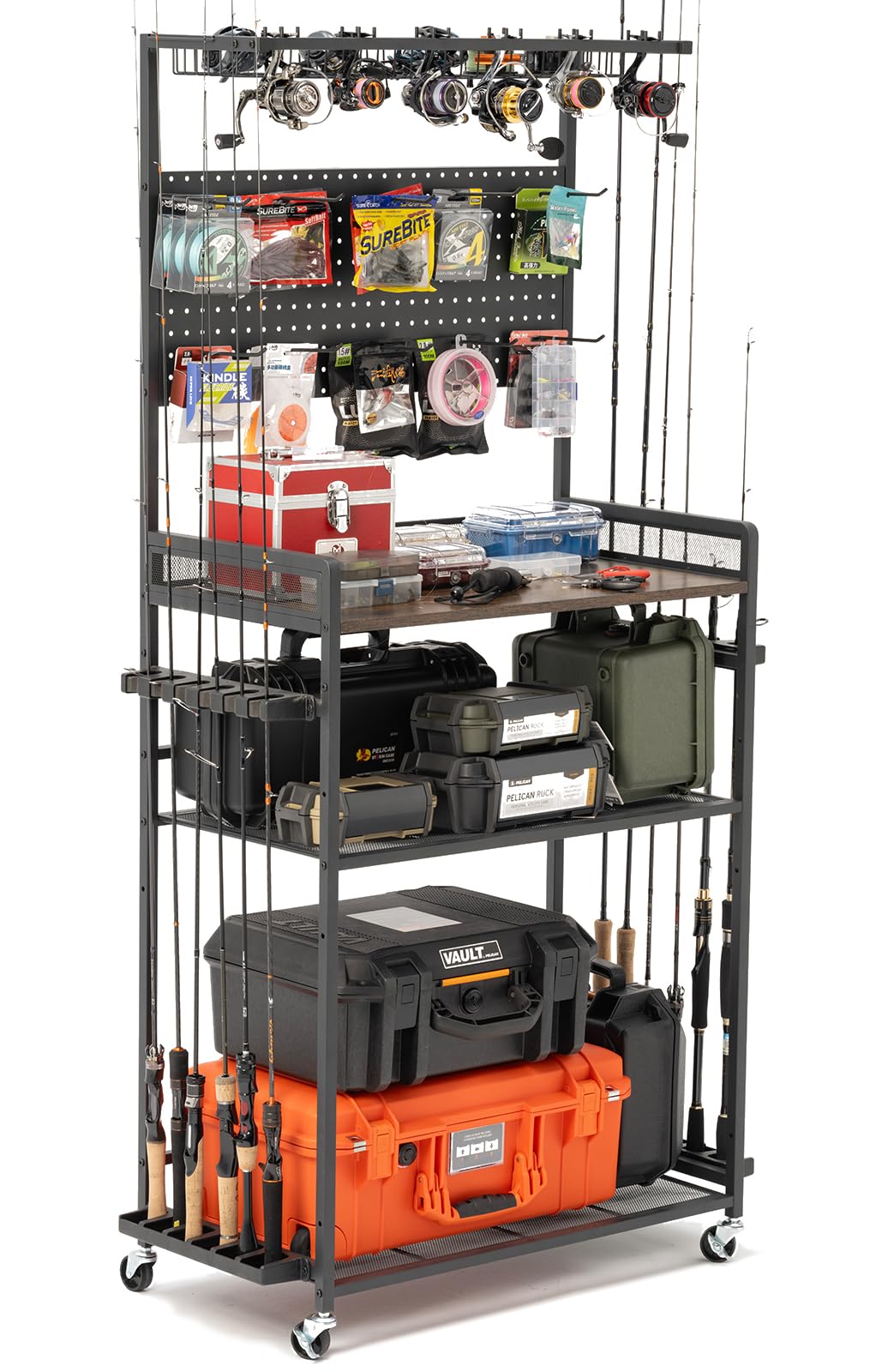 Complete SOYEEZE fishing gear organizer cart with wheels