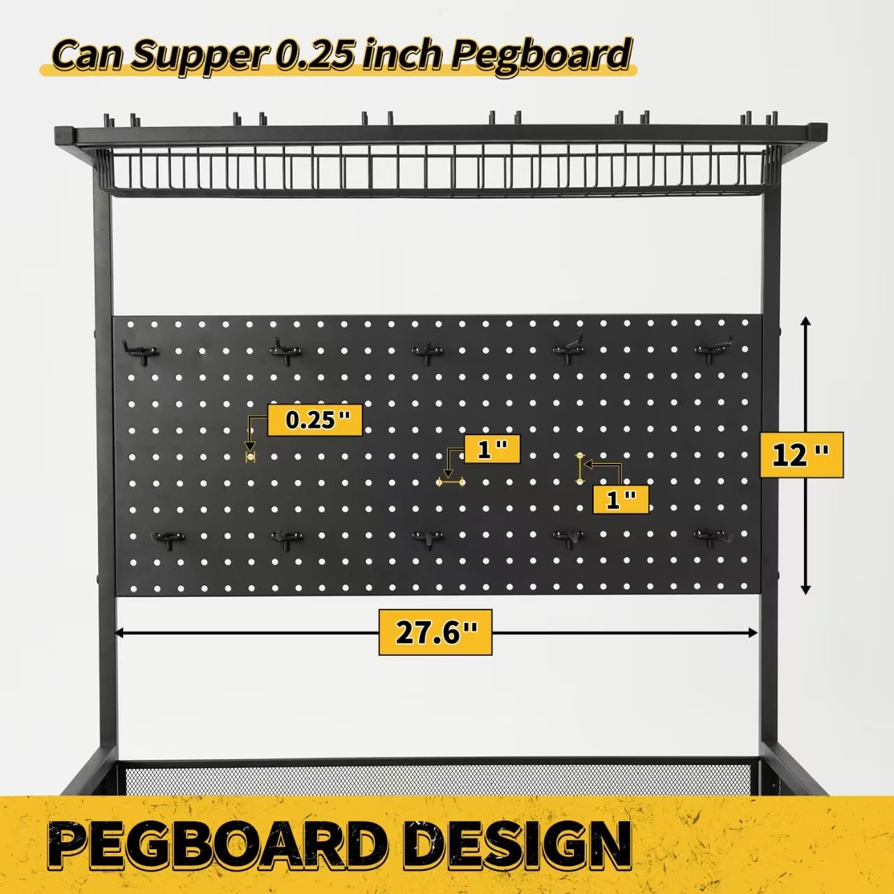Pegboard design with ten hooks for tools and tackle