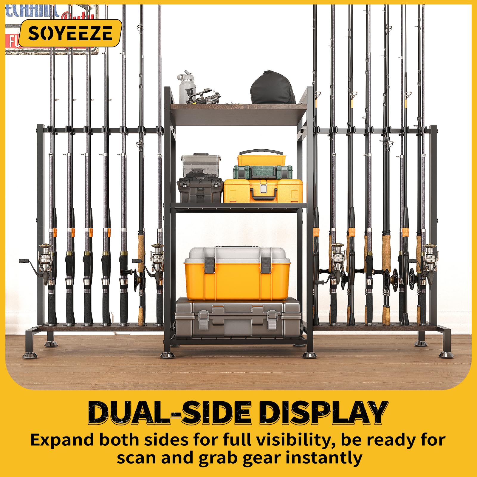 SOYEEZE pegboard with hooks keeps pliers and spools within reach