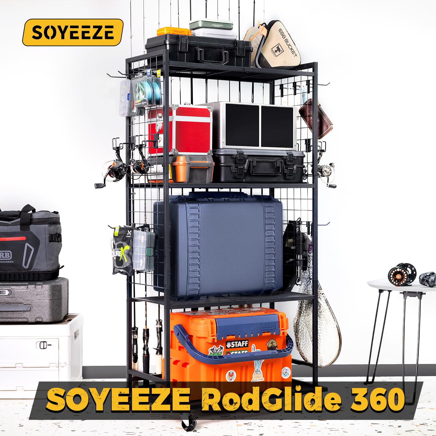 SOYEEZE branding and engineering-focused storage design