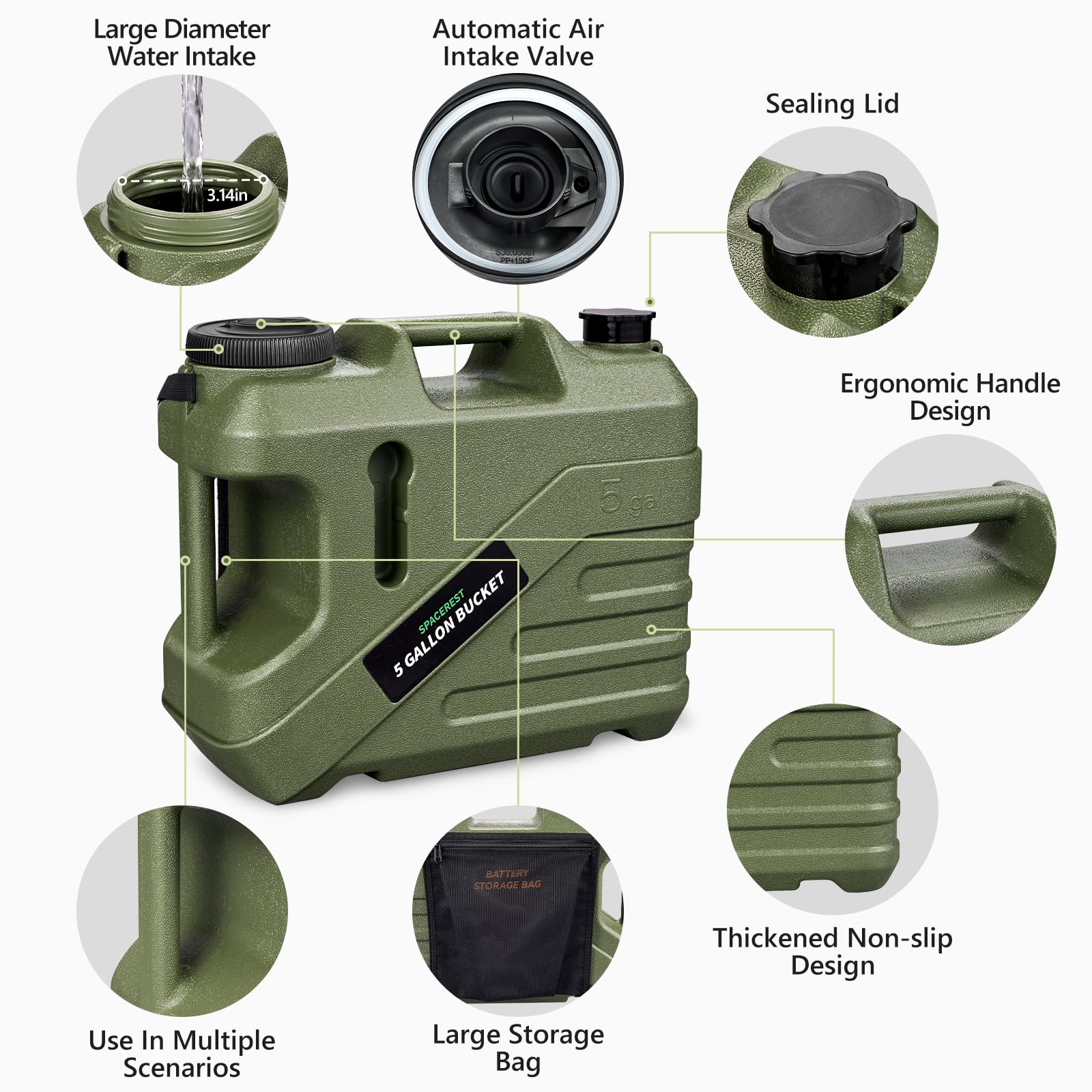 SPACEREST included hose and accessories enable versatile outdoor rinsing.