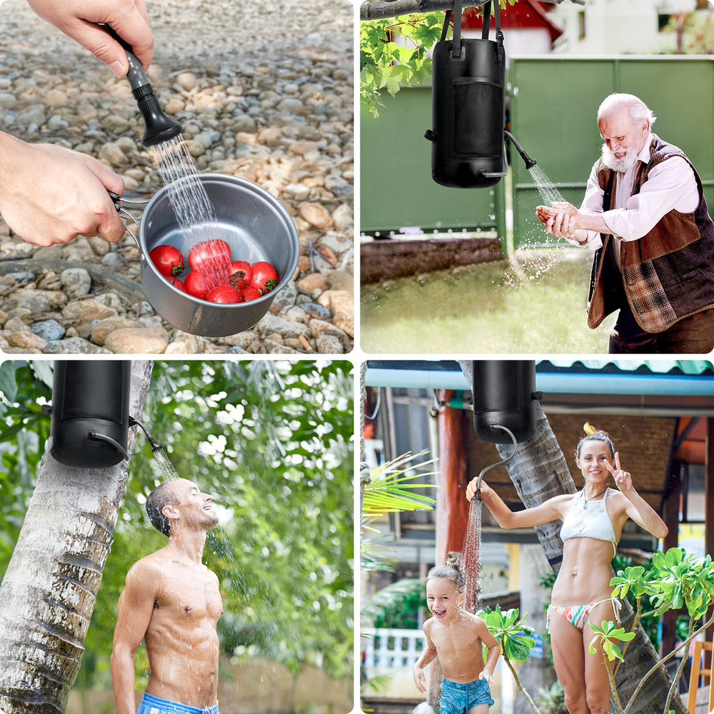 SPACEREST solar shower bag ready for camping, surfing, hiking adventures