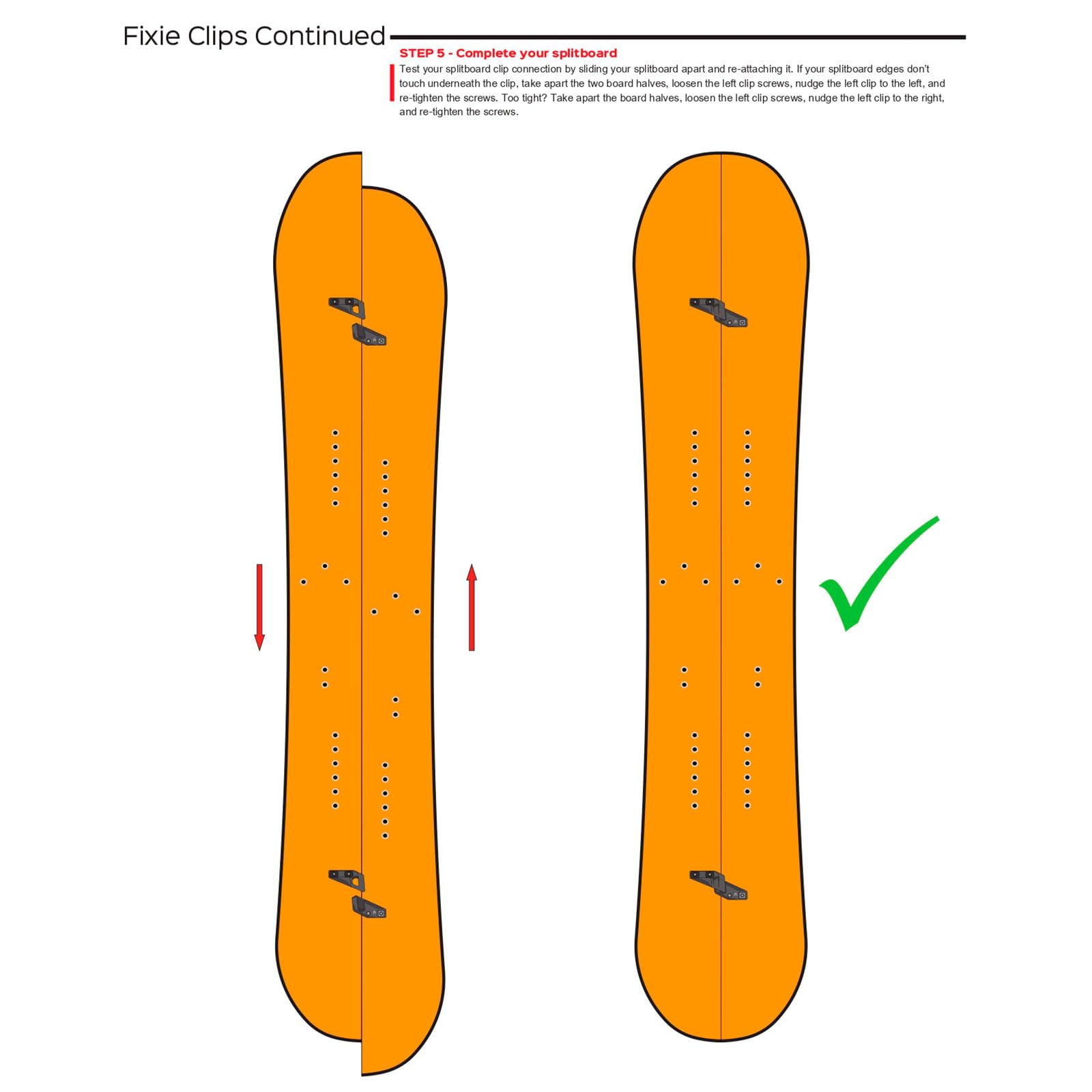Spark R&D Fixie through-mount design compatible with two-piece splitboards with through-mount holes