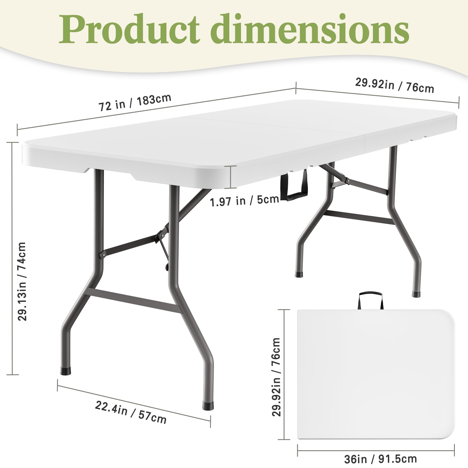 SparkByLiye 6ft folding table supports up to 350 lbs for reliable meals or crafts