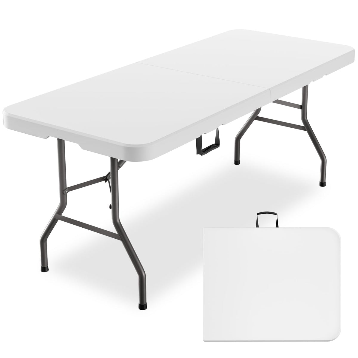 SparkByLiye 6ft outdoor folding table with HDPE top, ideal for weather-resistant dining