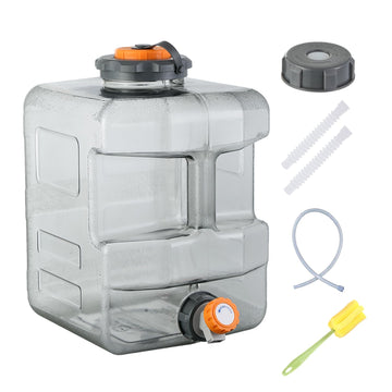 Sparkstarses 5.28-gallon water jug with spigot for spill-free camping and easy dispensing.