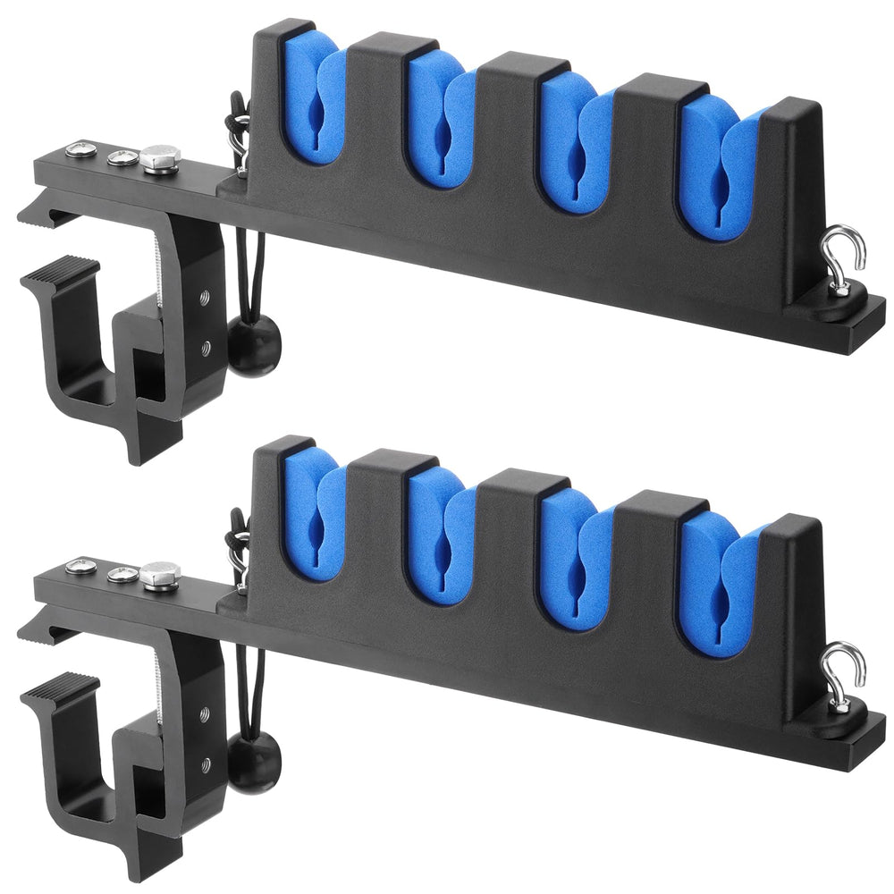 Holds four fishing rods with EVA foam slots and elastic straps.