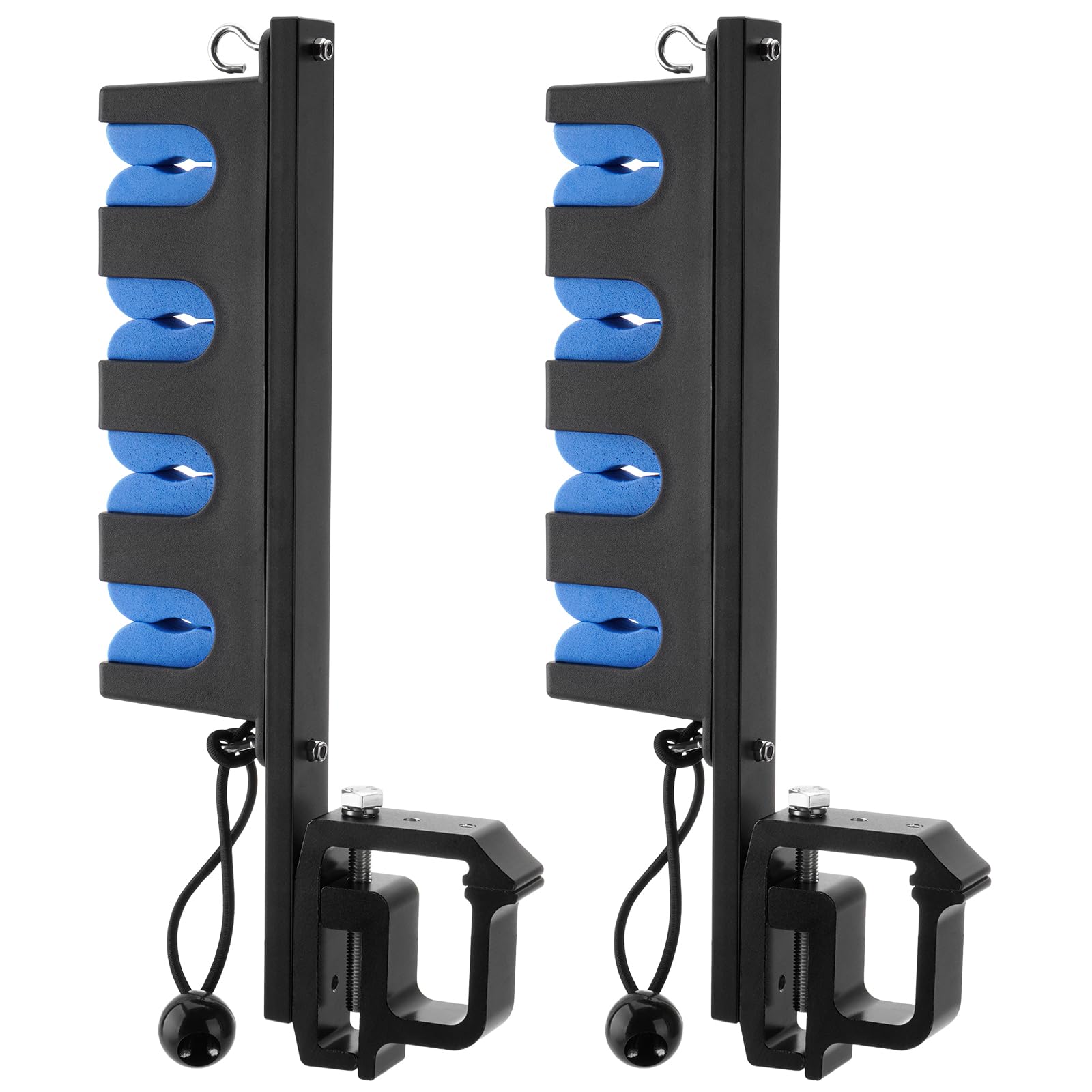 SPARKWHIZ fishing rod holder mounted on a truck bed with clamp-on securing.