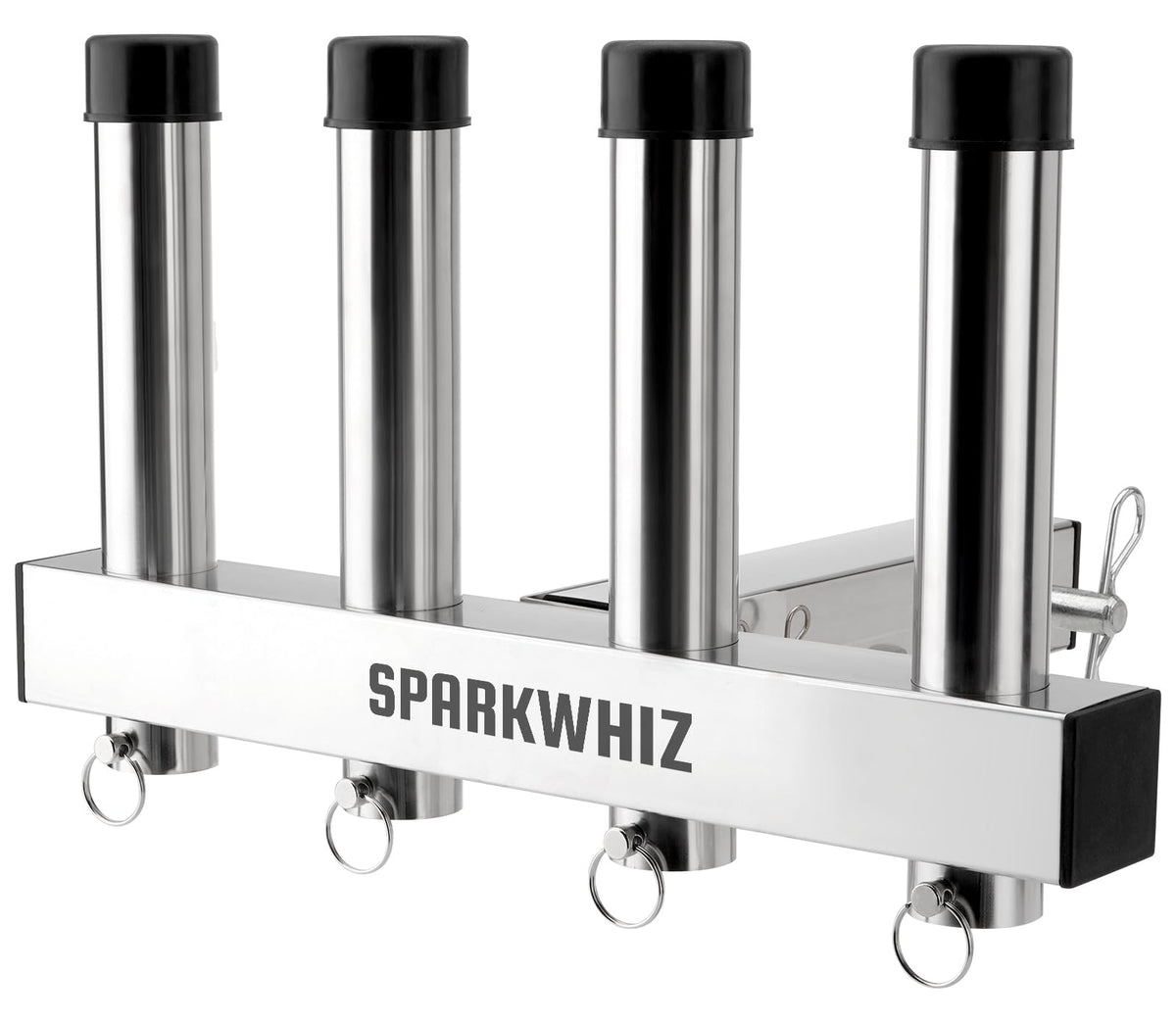 SPARKWHIZ hitch fishing rod holder mounted on a 2-inch hitch receiver