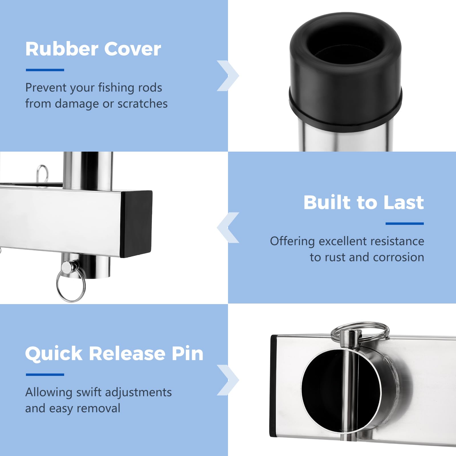 Holder positioned in upright and tilted settings for rod placement