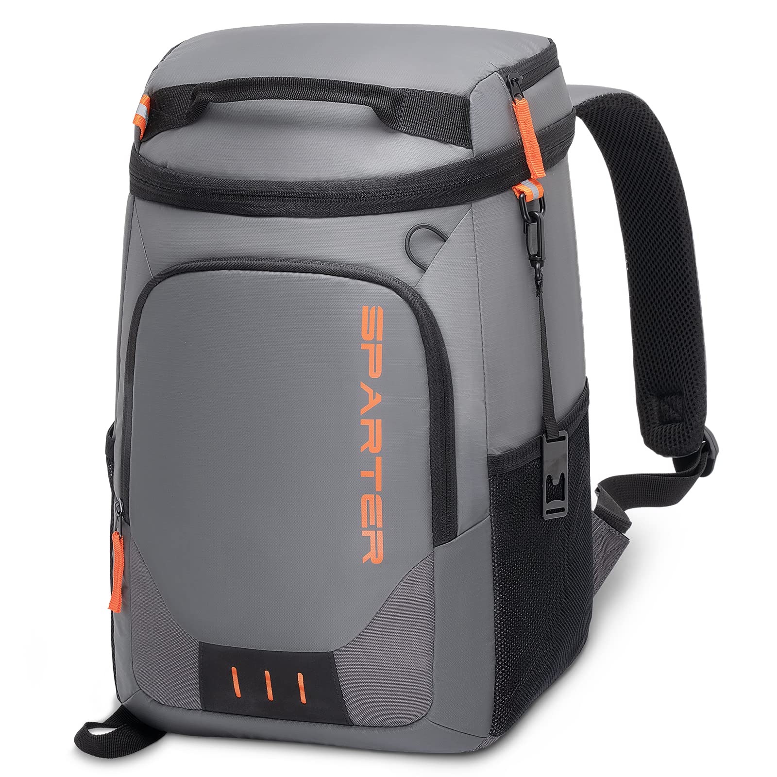 SPARTER backpack cooler front view shows easy-access design for beverages on the go