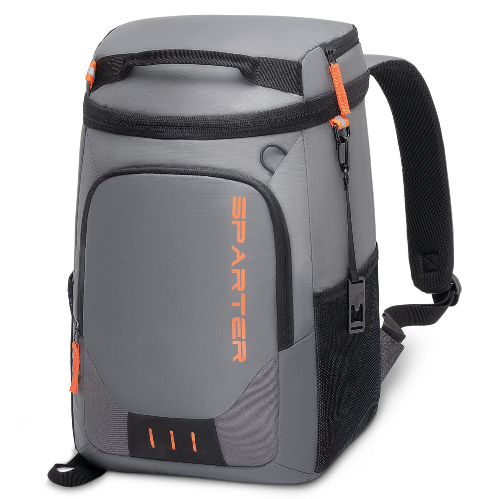 SPARTER backpack cooler front view shows easy-access design for beverages on the go