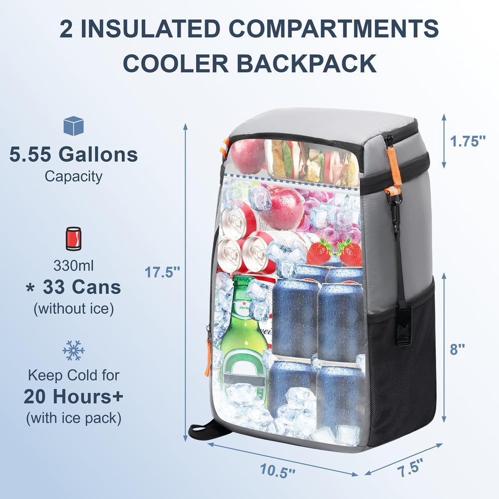 SPARTER backpack cooler inside compartment demonstrates double insulated space for cold drinks and snacks