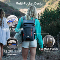 SPARTER backpack cooler multi-pocket layout keeps snacks and essentials neatly organized