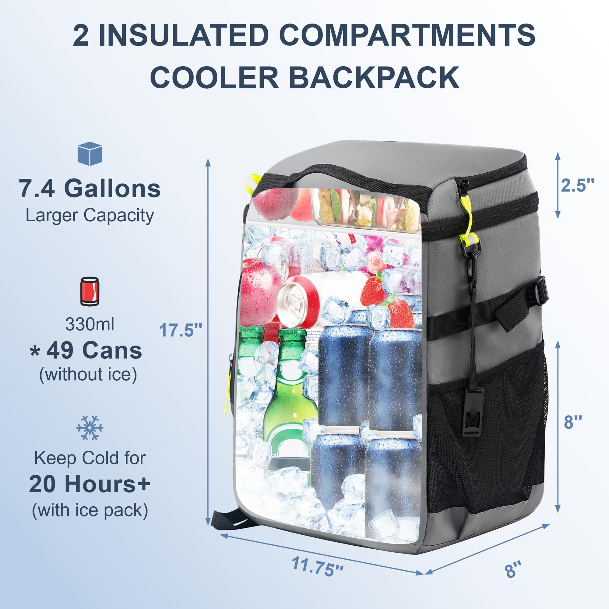 SPARTER backpack cooler insulated compartments keep drinks cold for hours