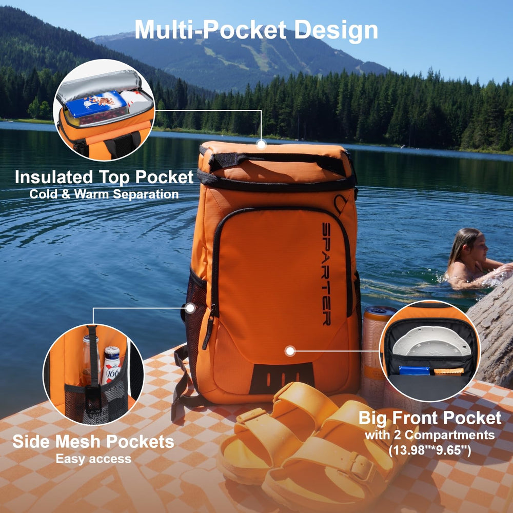 Sparter backpack cooler leak-proof liner detail for spill-safe travels.