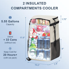 SPARTER Backpack Cooler side pockets demonstrating organized space for snacks and devices.