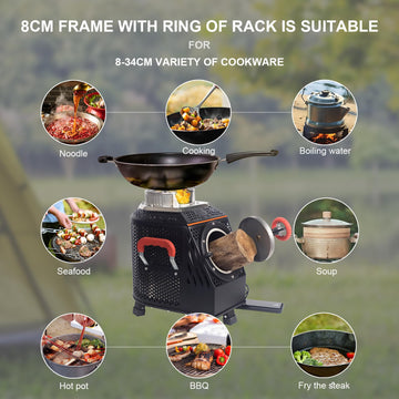 SPBSVDT camp stove smokeless burn reduces smoke during cooking.