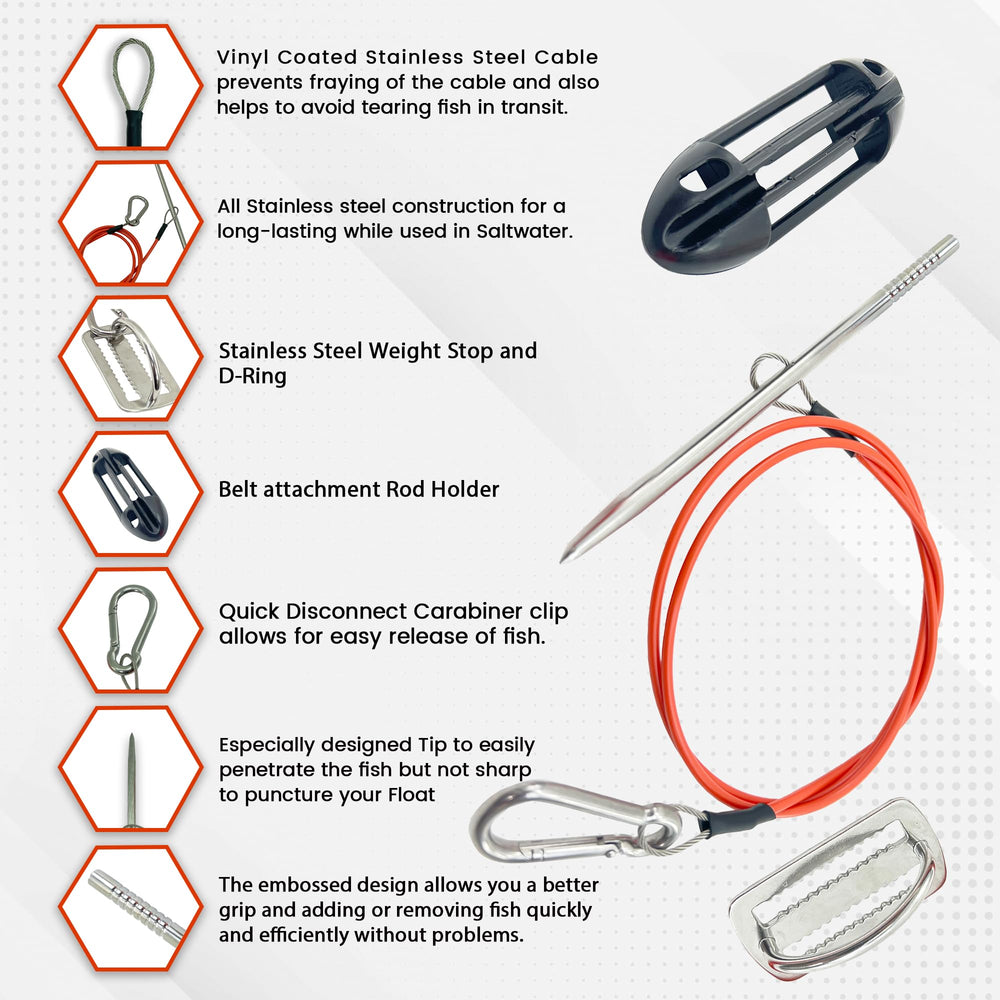SPEARFISHING WORLD 33-inch stainless cable offers durable tie-in for steady haul