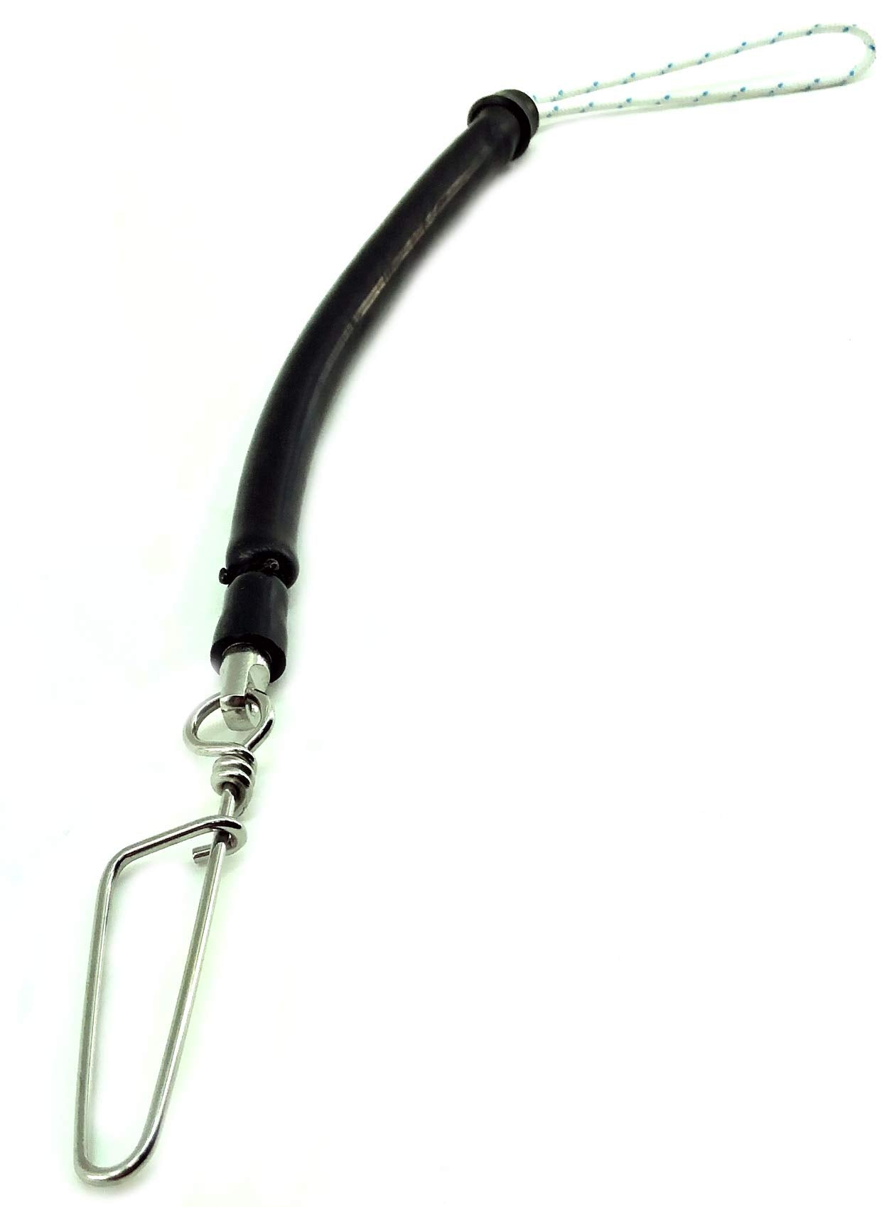 SPEARFISHING WORLD 3/8-inch bungee cord with pigtail snapclip for secure quick attachment.